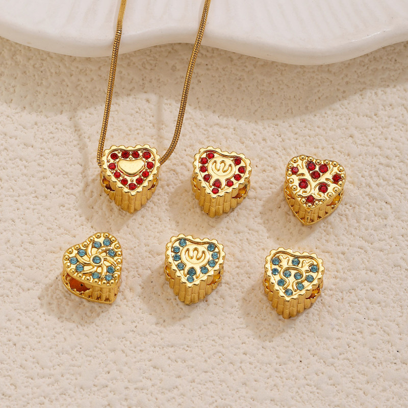 Heart Rhinestone Stainless Steel Spacer Bead, for DIY Bracelet & Necklace Making Daily Wear and Gifts Wholesale