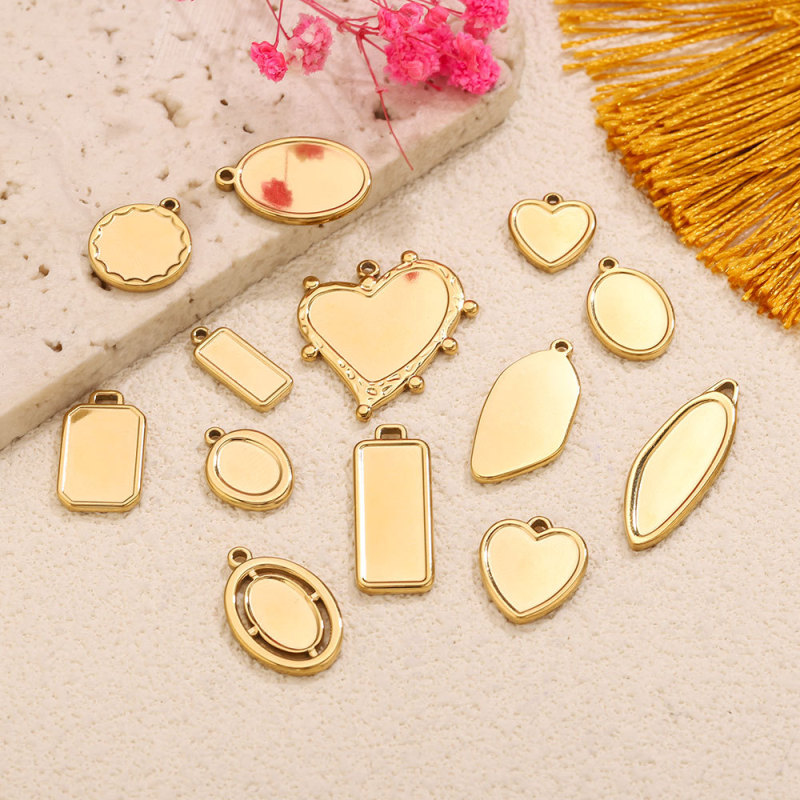Heart Square Stainless Steel Pendant Charm, for DIY Earring & Bracelet & Necklace Making Daily Wear and Gifts Wholesale