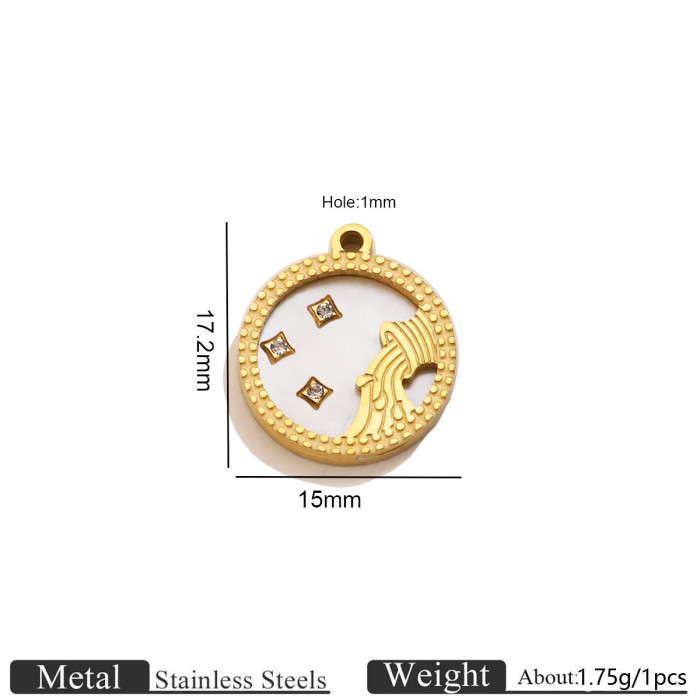 Zodiac Rhinestone Stainless Steel Pendant Charm, for DIY Bracelet & Necklace Making Wholesale Fashion Jewelry