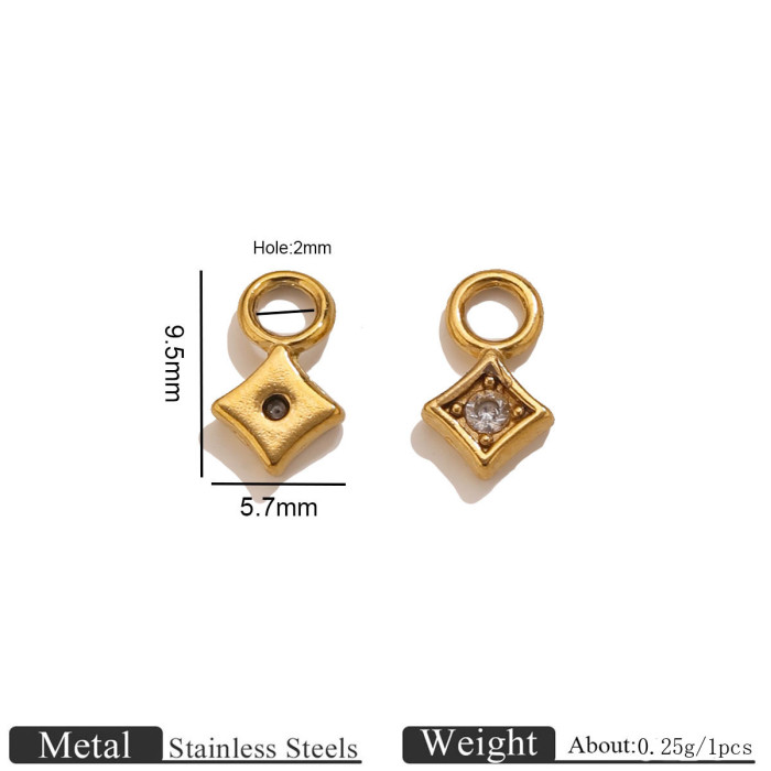 Square Colorful Rhinestone Stainless Steel Pendant Charm, for DIY Bracelet & Necklace Making Ideal Gift Wholesale
