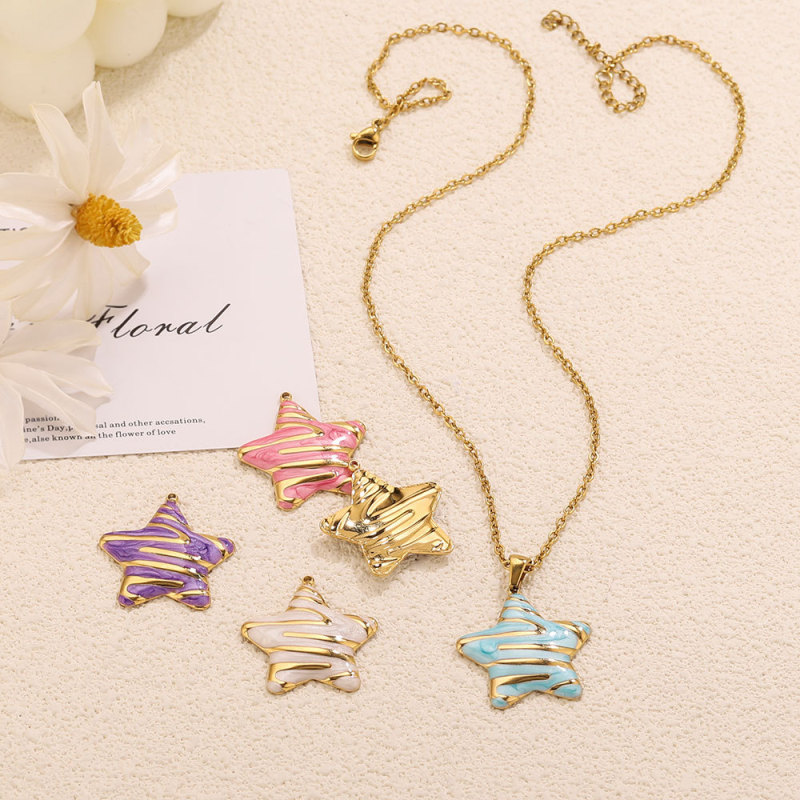Star Enamel Stainless Steel Jewelry Finding, for DIY Earring & Bracelet & Necklace Making Versatile Wholesale Jewelry