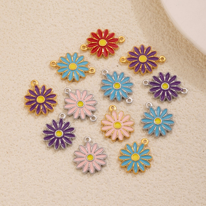 Flower Enamel Stainless Steel Pendant Charm, for DIY Earring & Bracelet & Necklace Making Wholesale