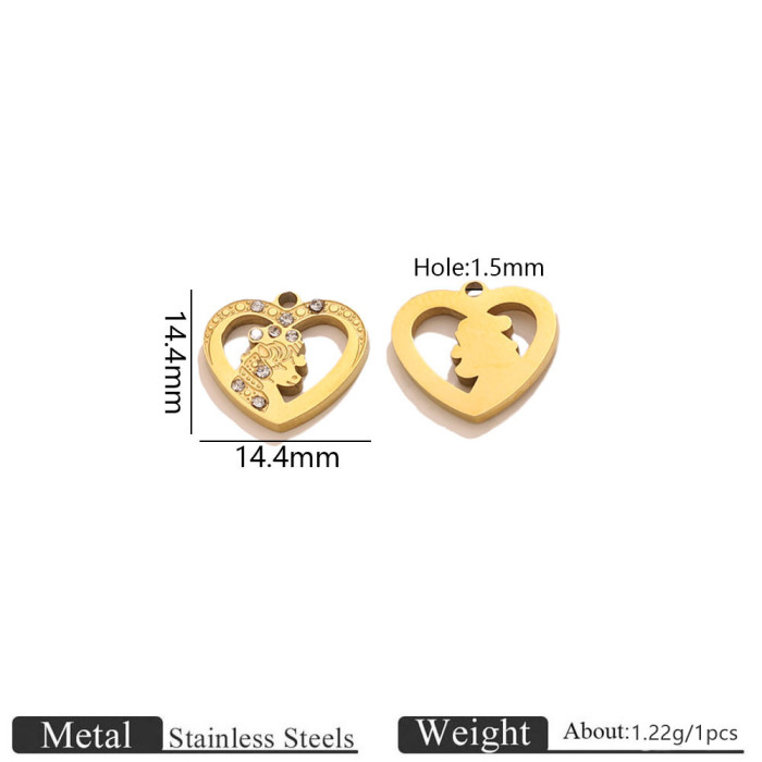 Horse Head Enamel Rhinestone Stainless Steel Pendant Charm, for DIY Necklace Making Wholesale Jewelry