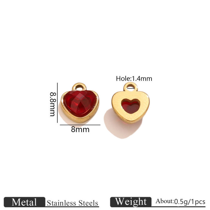 Heart Rhinestone Colorful Stainless Steel Pendant Charm, for DIY Earring & Bracelet & Necklace Making Ideal Gift Wholesale