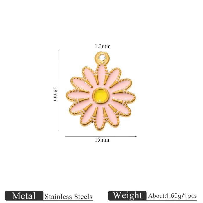 Flower Enamel Stainless Steel Pendant Charm, for DIY Earring & Bracelet & Necklace Making Wholesale