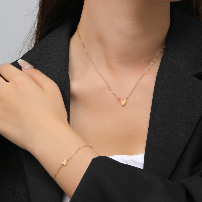 Heart Jewelry Set, Ladies Luxury, Date Night, Adjustable Size, Niche Design, Graduation Gift, Easy to Match, Dropshipping