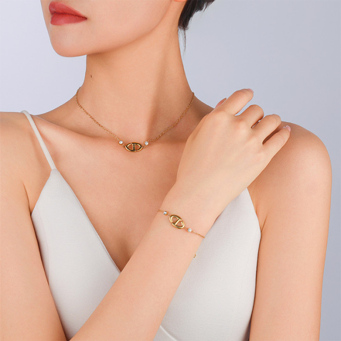 Hollow-Out Delicate Gold Plated Jewelry Set, Niche, European Market, Handmade, Fashion Design, Adjustable Size