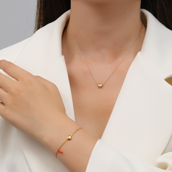Heart Stainless Steel Necklace, for Women European Minimalist Statement Wholesale Fashion Jewelry