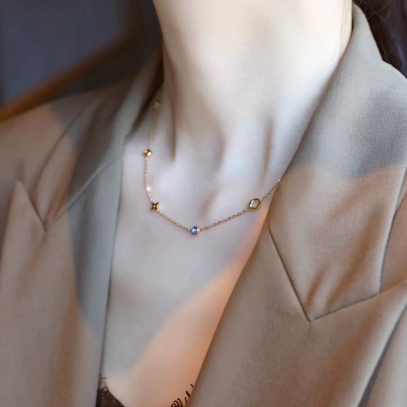Delicate Four-Leaf Clover Stainless Steel Necklace, for Her Minimalist Luxury Daily Wear and Gifts Wholesale