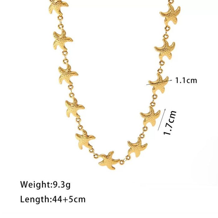 Starfish Shell Stainless Steel Necklace, Women Luxury, Graduation Gift, Stackable, Versatile Design, Daily Wear