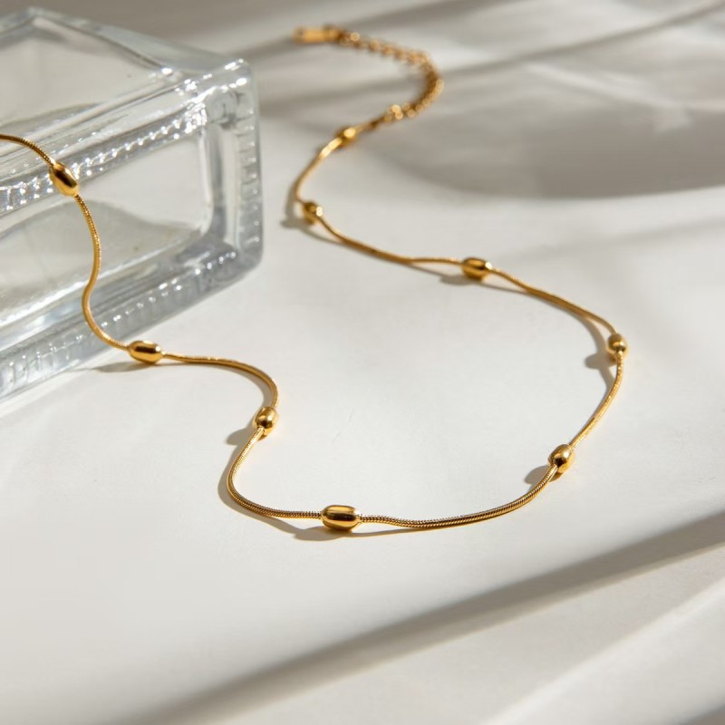Round Delicate Stainless Steel Necklace, for Ladies Minimalist Versatile Wholesale Jewelry