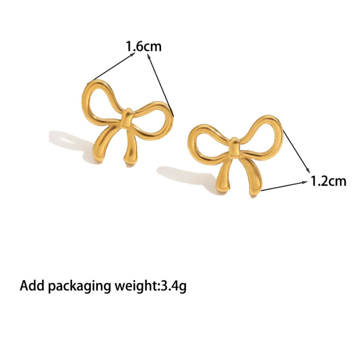 Bow Butterfly Round Stainless Steel Jewelry Set, for Her Minimalist Versatile Ideal Gift Wholesale