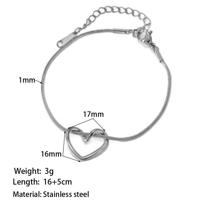 Hollow-Out Heart Stainless Steel Necklace, for Women European Minimalist Niche Ideal Gift Wholesale