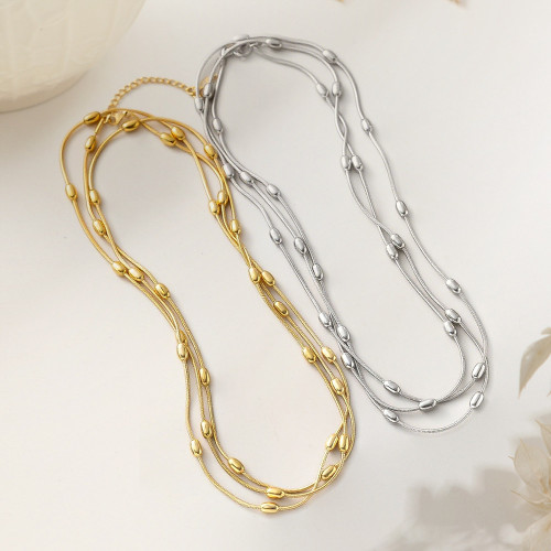 Long Vacuum Plated Stainless Steel Necklace, for Women European Minimalist Luxury Wholesale