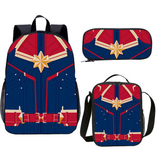 YOIYEN Captain Marvel Backpack Lunch Bag And Pencil Case Bundle 3 In 1
