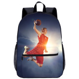 YOIYEN Large Teenager Backpack Shoot At The Basket Print School Bag Back To School