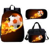 YOIYEN Flame Football Backpack Set Large Capacity School Bag 3 Pieces For Teenager And Kids
