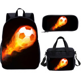 YOIYEN Flame Football Backpack Set Large Capacity School Bag 3 Pieces For Teenager And Kids
