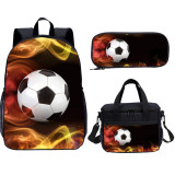 YOIYEN Flame Football Backpack Set Large Capacity School Bag 3 Pieces For Teenager And Kids