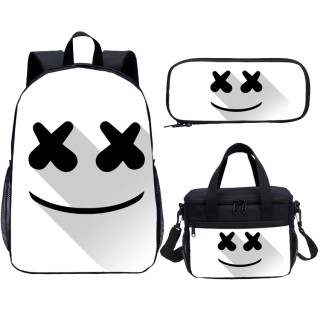 YOIYEN Marshmello Backpack 3 PCS Set Cool Large School Student Backpack