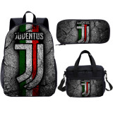 YOIYEN Football Star Juventus Backpack Student 3 In 1 School Bag Set With Lunch Bag