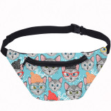 Cute Cat Print Fanny Pack Crossbody Shoulder Lumbar Pack For Women And Men