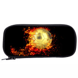 Flame Football Pencil Bag Large Capacity School Pencil Storage Bag