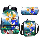 YOIYEN 3 PCS Sonic The Hedgehog Backpack Kids Cartoon 3 in 1 School Bag Set