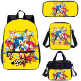 YOIYEN Sonic The Hedgehog Backpack Set Cartoon Anime School Bag 4 PCS For Children