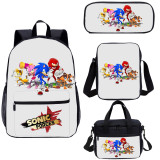YOIYEN Sonic The Hedgehog Backpack Set Cartoon Anime School Bag 4 PCS For Children