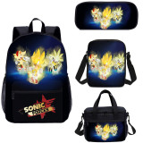 YOIYEN Sonic The Hedgehog Backpack Set Cartoon Anime School Bag 4 PCS For Children