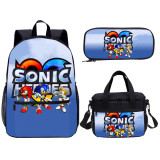YOIYEN Sonic The Hedgehog Backpack Set Large Teenager School Bag 3 PCS With Lunch Bag