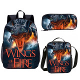 3PCS Wings Of Fire Backpack Bag Outdoor Travel Daypack For Teenager With Lunch Bag