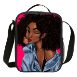 African Girl Lunch Bag Children Small Tote Thermal Ice Bag For Food