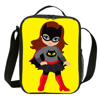 Super Girl Lunch Bag Cooler Instulated Tote Thermal Bag For Kids