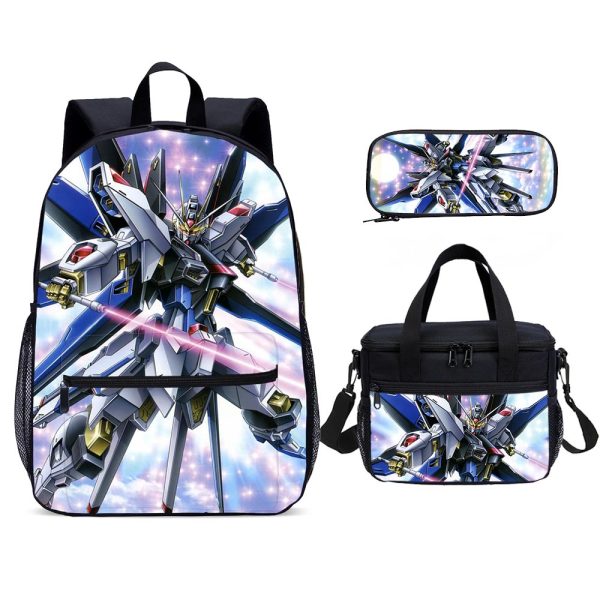 MOBILE SUIT GUNDAM Large Backpack Set Cartoon Print School Book Bag For Boy