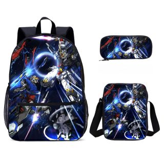 MOBILE SUIT GUNDAM School Bag Set Anime Cartoon Boy Daypack 3 In 1 Wholesale