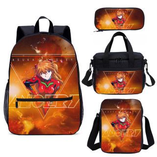 YOIYEN 4 PCS School Bag Set Neon Genesis Evangelion School Large Student Backpack