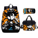 YOIYEN Cyborg Kuro Chan Backpack Set Cartoon Print School Book Bag 3PCS With Lunch Bag