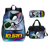 YOIYEN Cyborg Kuro Chan Backpack Set Cartoon Print School Book Bag 3PCS With Lunch Bag