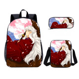 YOIYEN 3 PCS School Bag Kids Inuyasha Cartoon Print Backpack Set Back To School Gift