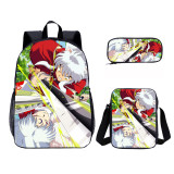 YOIYEN 3 PCS School Bag Kids Inuyasha Cartoon Print Backpack Set Back To School Gift