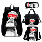 YOIYEN Wholesale Sugoi Senpai Waifu Material Backpack Set 4 PCS Cartoon Chil School Bag With Lunch Bag