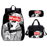 YOIYEN Sugoi Senpai Waifu Material School Bag Set Wholesale Cartoon Boy And Girl School Backpack 3 In 1