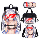YOIYEN Wholesale Sugoi Senpai Waifu Material Backpack Set 4 PCS Cartoon Chil School Bag With Lunch Bag