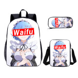 YOIYEN Wholesale 3 PCS School Bag Sugoi Senpai Waifu Material Cartoon Print Boy School Backpack Set
