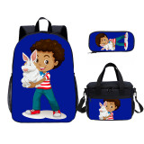 YOIYEN Africa American Boys Kids Backpack Set With Lunch Bag Cartoon Teenager Daypack 3 In 1
