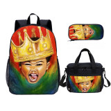 YOIYEN Africa American Boys Kids Backpack Set With Lunch Bag Cartoon Teenager Daypack 3 In 1