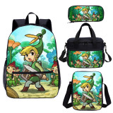 YOIYEN Wholesale The Legend of Zelda Backpack Set 4 PCS Cartoon Chil School Bag With Lunch Bag