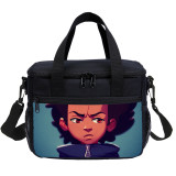 Africa American Boys Lunch Bag Anime Cartoon Kids Tote Thermal Bag For Boy And Girl